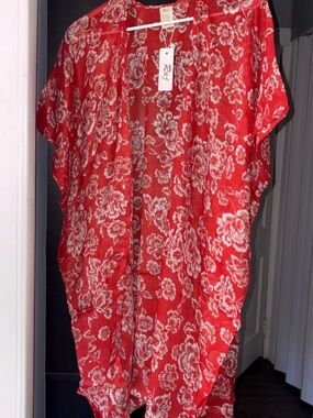 Raj Red Floral Kimono Cardigan